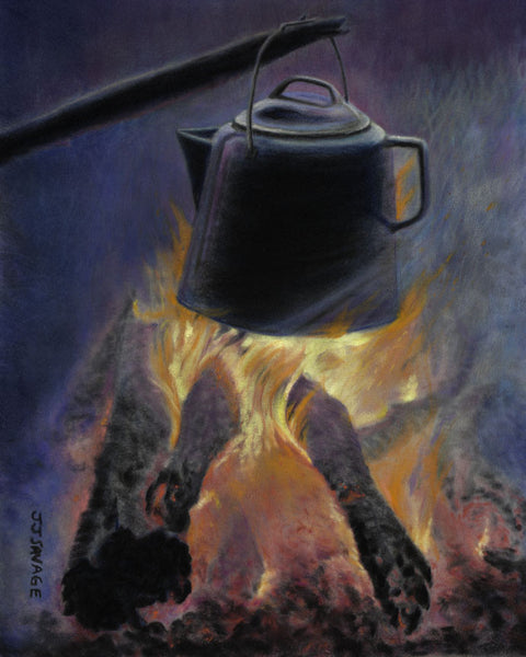 Kettle on campfire – study